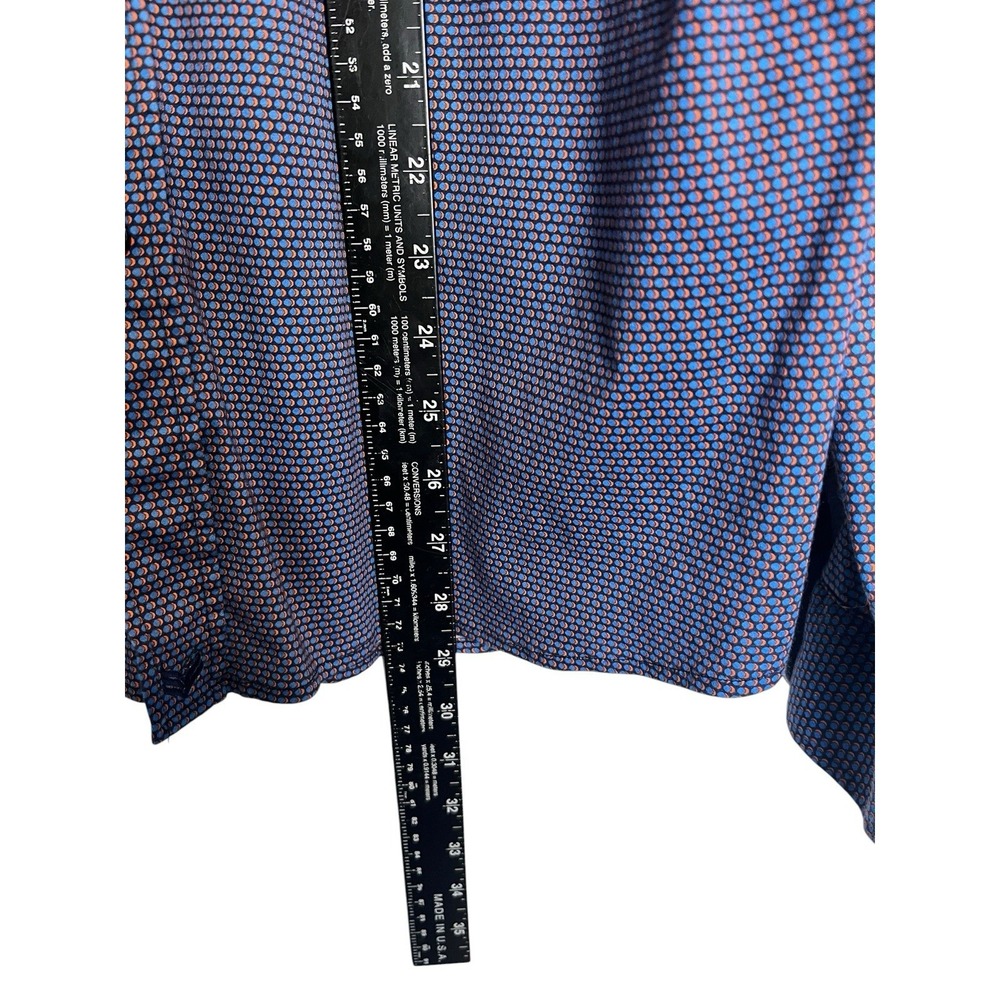 Butter Cloth Sz L Shirt Blue Geometric Circle Pattern Button Up Flip Cuff - Picture 9 of 10